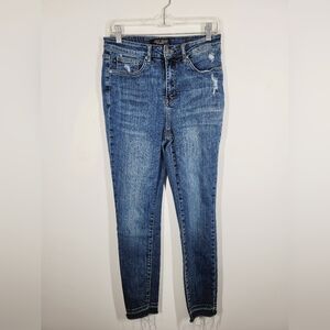Judy Blue Distressed Skinny Jeans - Classic Blue, Size 9/29